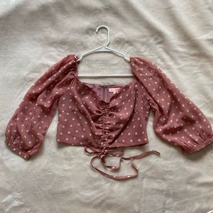 Off Shoulder Polkadot Crop Top